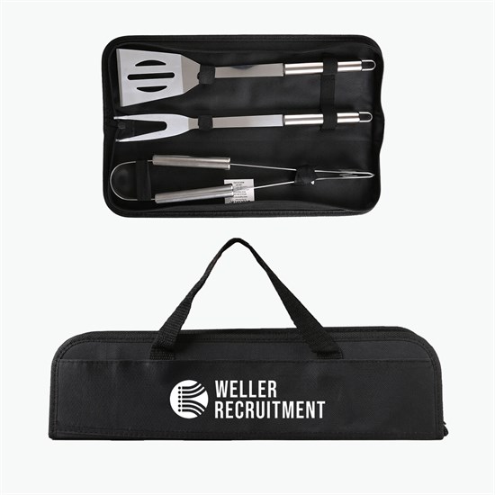 Grill Easy 3 Pc. Stainless BBQ Utensil Set with RPET Case - 24-Hour Production