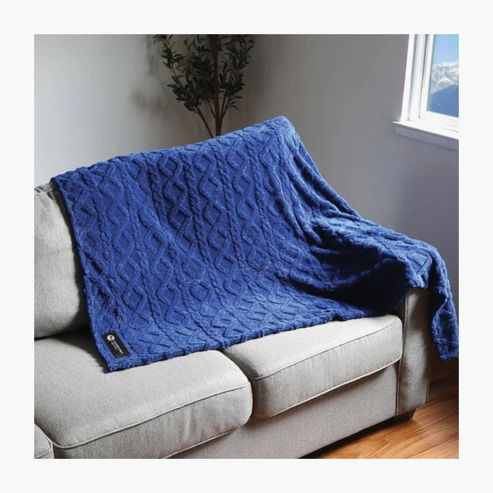 Recycled Sherpa Cable Pattern Fleece Blanket