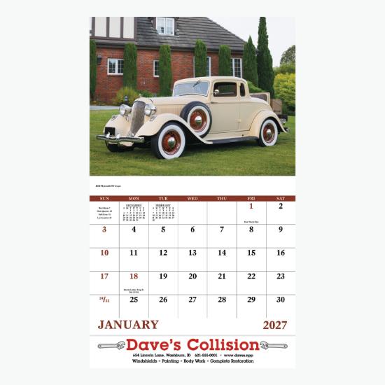 Antique Autos Wall Calendar - Stapled