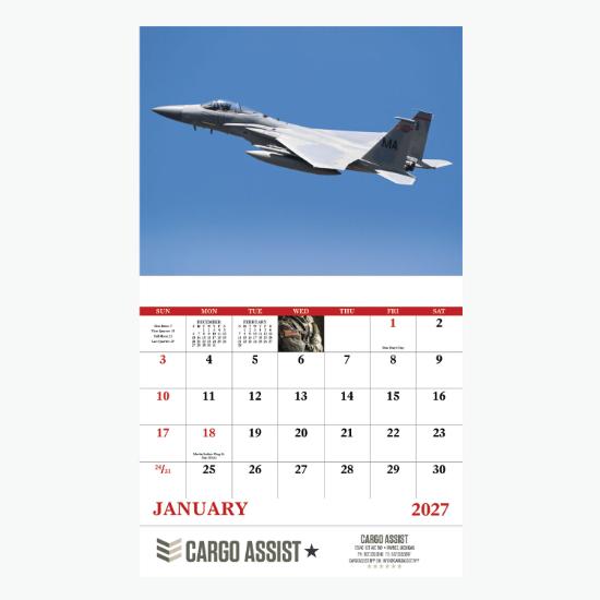 American Armed Forces Wall Calendar - Stapled