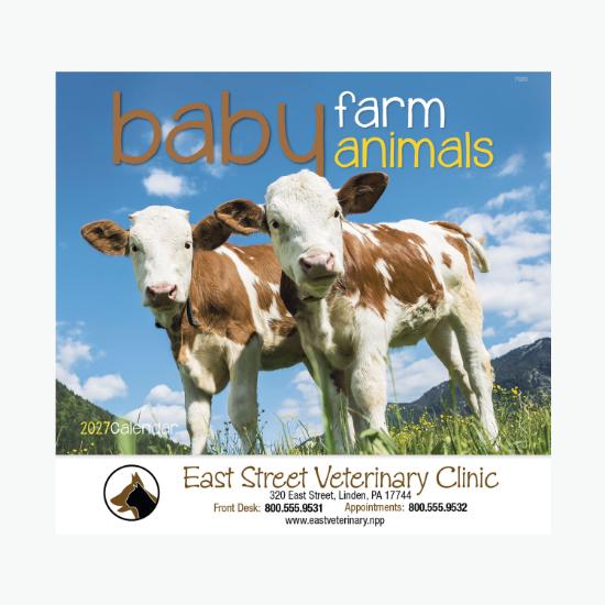 Baby Farm Animals Wall Calendar - Stapled