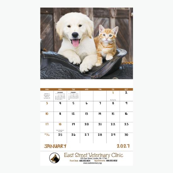 Baby Farm Animals Wall Calendar - Stapled
