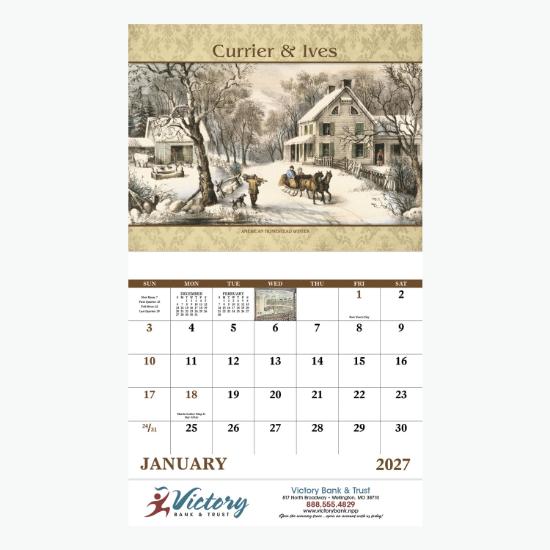 Currier & Ives Wall Calendar - Stapled