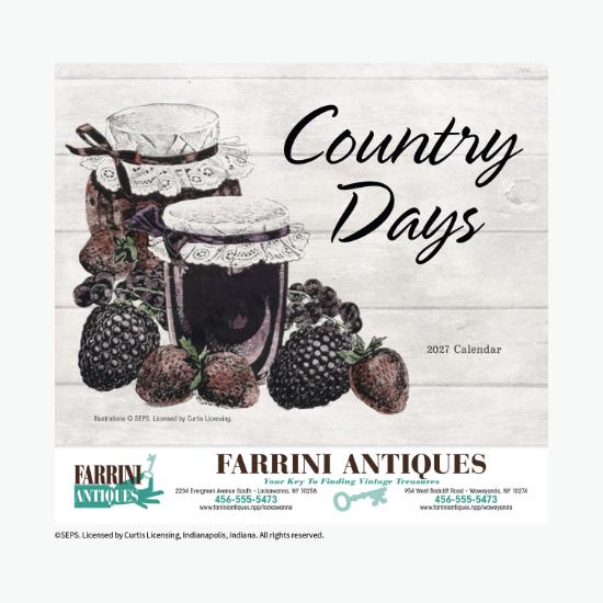 Country Days Wall Calendar - Stapled