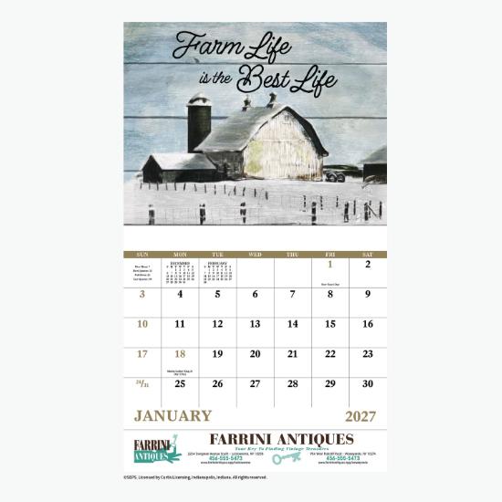 Country Days Wall Calendar - Stapled