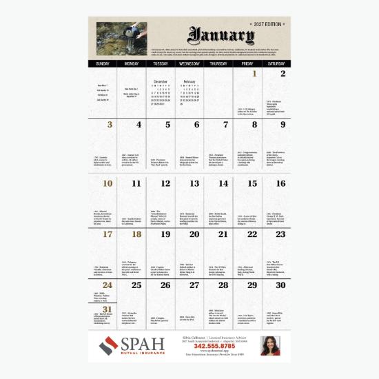 Daily History Wall Calendar - Stapled