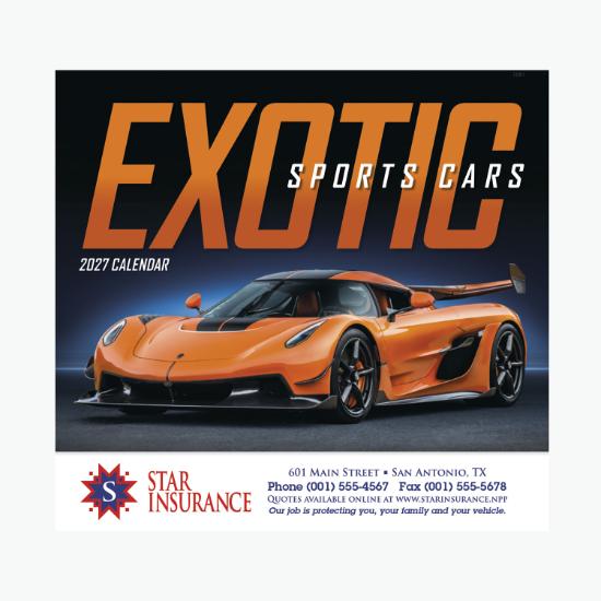 Exotic Sports Cars Wall Calendar - Stapled