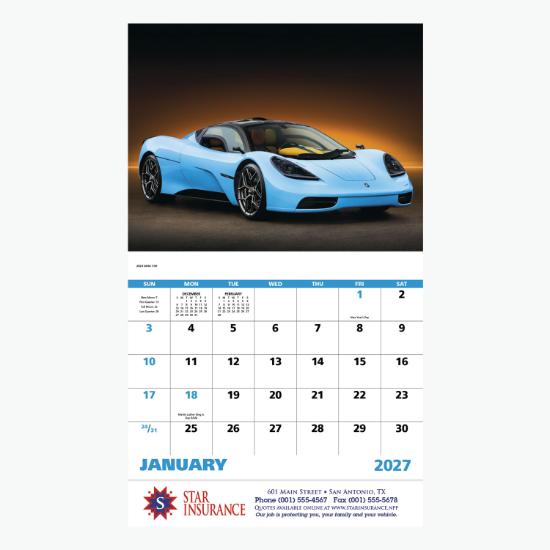 Exotic Sports Cars Wall Calendar - Stapled