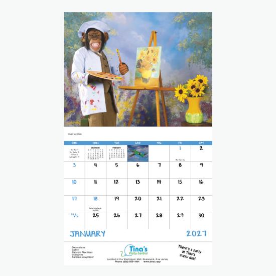 Monkey Mischief Wall Calendar - Stapled