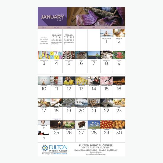 National Day Wall Calendar - Stapled