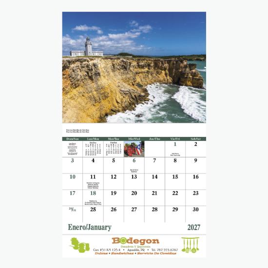Puerto Rico Wall Calendar - Stapled