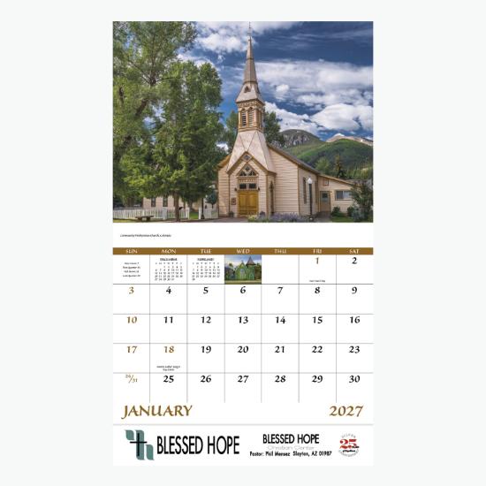 Scenic Churches Wall Calendar - Stapled