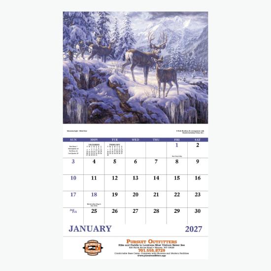 Wildlife Canvas Wall Calendar - Stapled