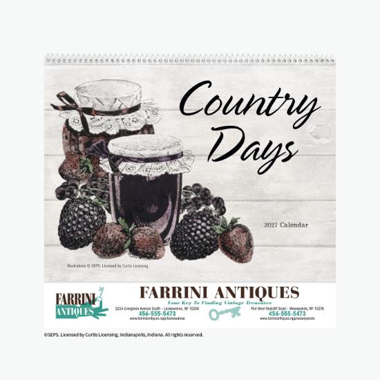 Country Days Wall Calendar - Spiral
