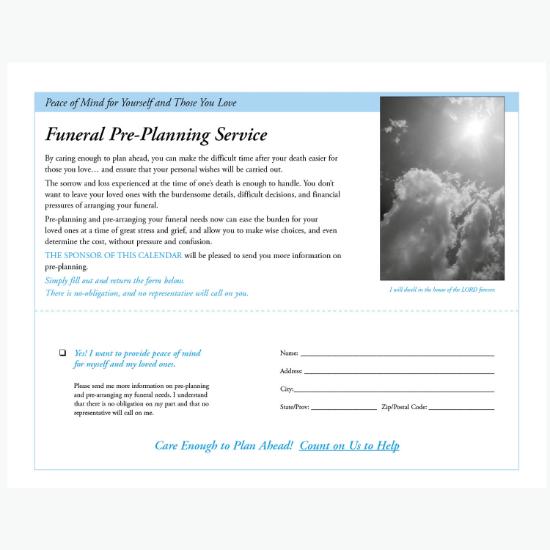 Eternal Word w/Funeral Pre-Planning Sheet Wall Calendar - Spiral