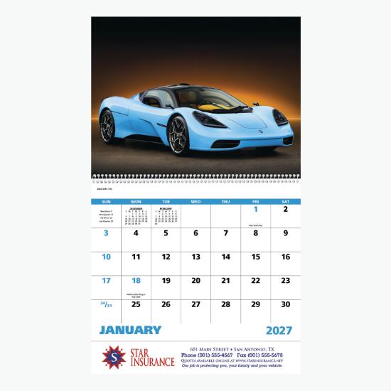Exotic Sports Cars Wall Calendar - Spiral