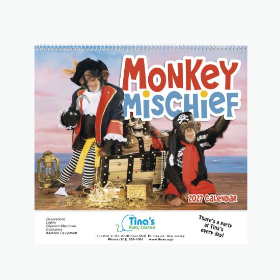 Monkey Mischief Wall Calendar - Spiral