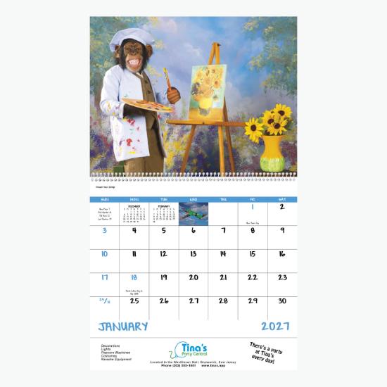 Monkey Mischief Wall Calendar - Spiral