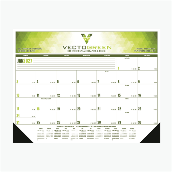 Full Color Desk Pad Calendar with Vinyl Corners