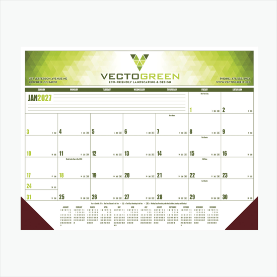 Full Color Desk Pad Calendar with Vinyl Corners