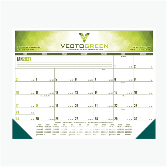Full Color Desk Pad Calendar with Vinyl Corners