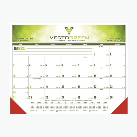 Full Color Desk Pad Calendar with Vinyl Corners