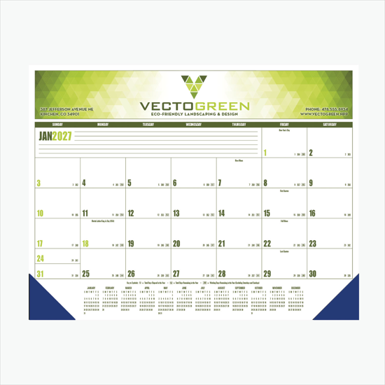 Full Color Desk Pad Calendar with Vinyl Corners