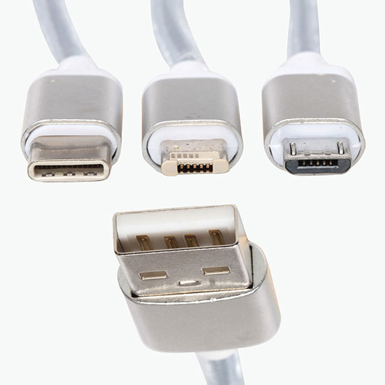 4' Braided 3-in-1 Charging Cable - 24-Hour Production