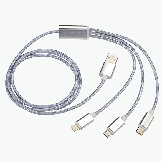 4' Braided 3-in-1 Charging Cable - Engraved