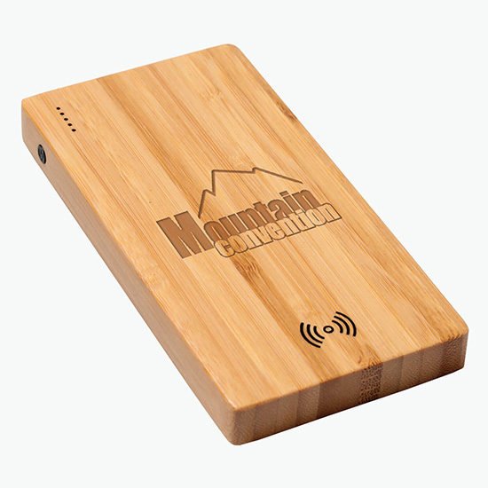 Bamboo Plank Wireless Power Bank - 5000 mAh - Engraved - 24-Hour Production