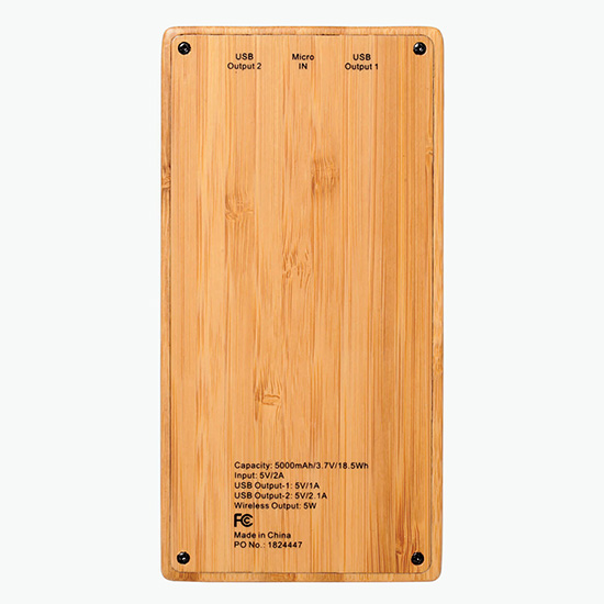 Bamboo Plank Wireless Power Bank - 5000 mAh - Engraved - 24-Hour Production