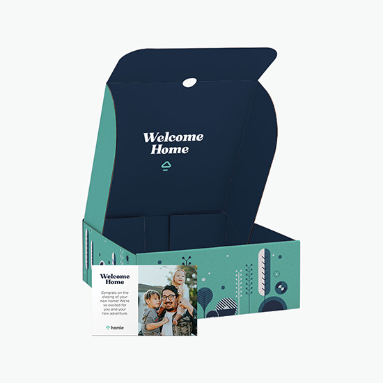 10 x 10 x 4 Custom Corrugate Assembled Gift Box Kit with Full Color Printed Exterior and Interior