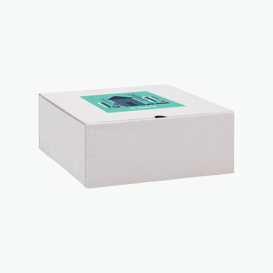 10 x 10 x 4 Custom Corrugate Flat Gift Box with Full Color Printed Exterior
