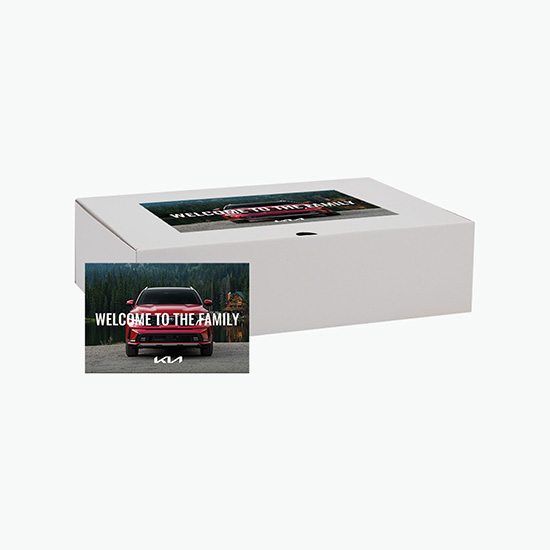 14 x 10 x 4 Custom Corrugate Assembled Gift Box Kit with Full Color Label