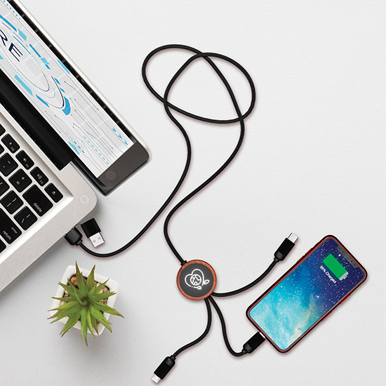 Light-Up Logo Bamboo 5-in-1 Charging Cable