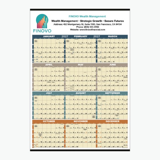 Time Management Span-A-Year Wall Calendar - Non-Laminated - Full Color