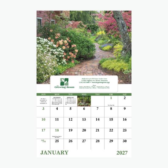 Window Wall Calendar - Full Color - Garden Walk