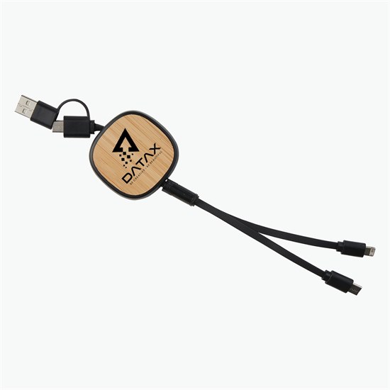 Bamboo Retractable Duo Charging Cable