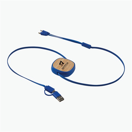 Bamboo Retractable Duo Charging Cable