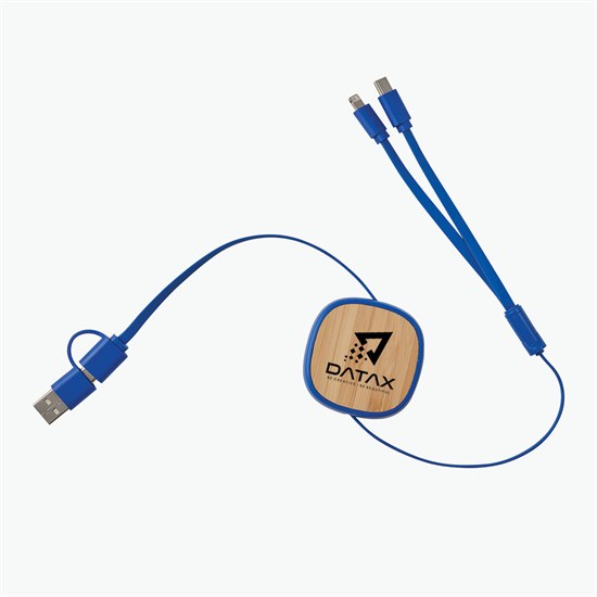 Bamboo Retractable Duo Charging Cable