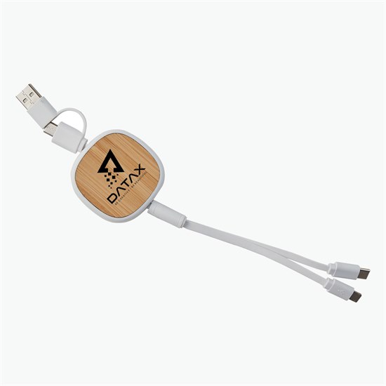 Bamboo Retractable Duo Charging Cable