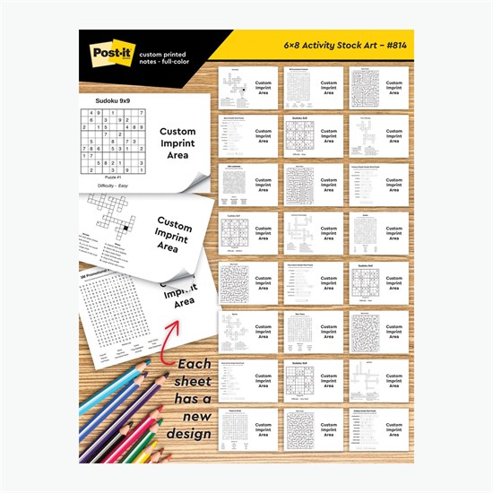 Post-it® Custom Printed Coloring Pads - Games - 6 x 8 - 25 sheets