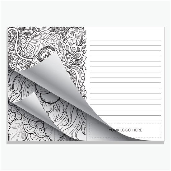 Post-it® Custom Printed Coloring Pads - Half Doodle - 6 x 8 - 25 sheets