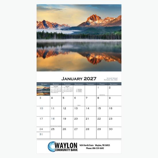 American Scenic Wall Calendar - Stapled