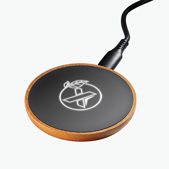 SCX Maple Wood Light-Up Logo Wireless Charger - 24-Hour Production