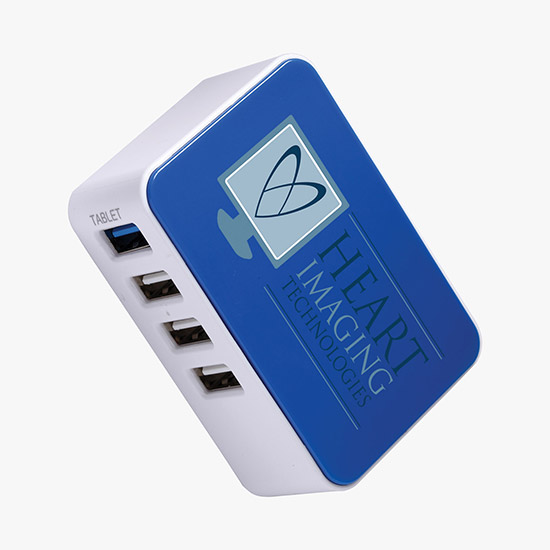 4 Port Folding USB Wall Charger - Full Color