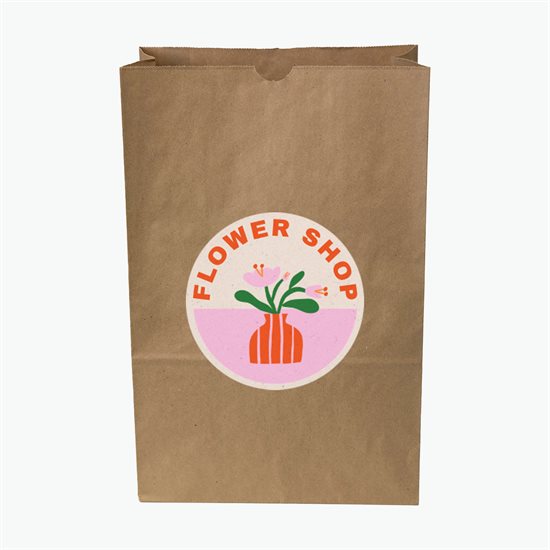 Brown Paper Barrel Bag - Full Color