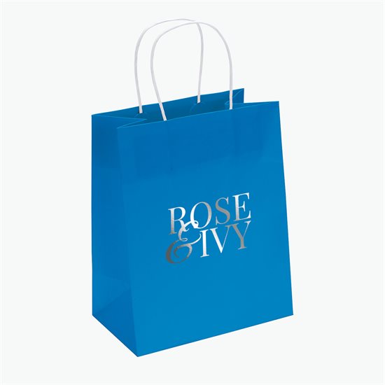 Mini Bright Matte Shopping Bag - 9-3/4 x 7-3/4 - Hot Stamped