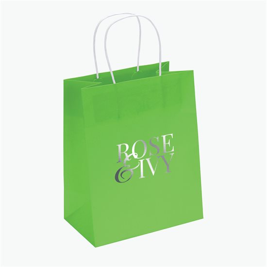 Mini Bright Matte Shopping Bag - 9-3/4 x 7-3/4 - Hot Stamped
