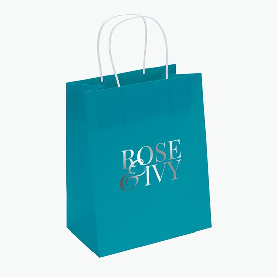 Mini Bright Matte Shopping Bag - 9-3/4 x 7-3/4 - Hot Stamped